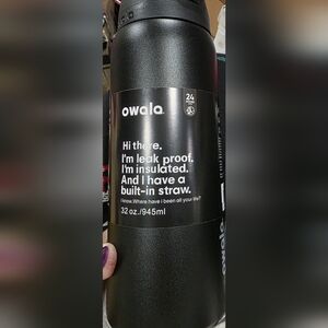 Owala Black Insulated Water Bottle with Built-in Straw